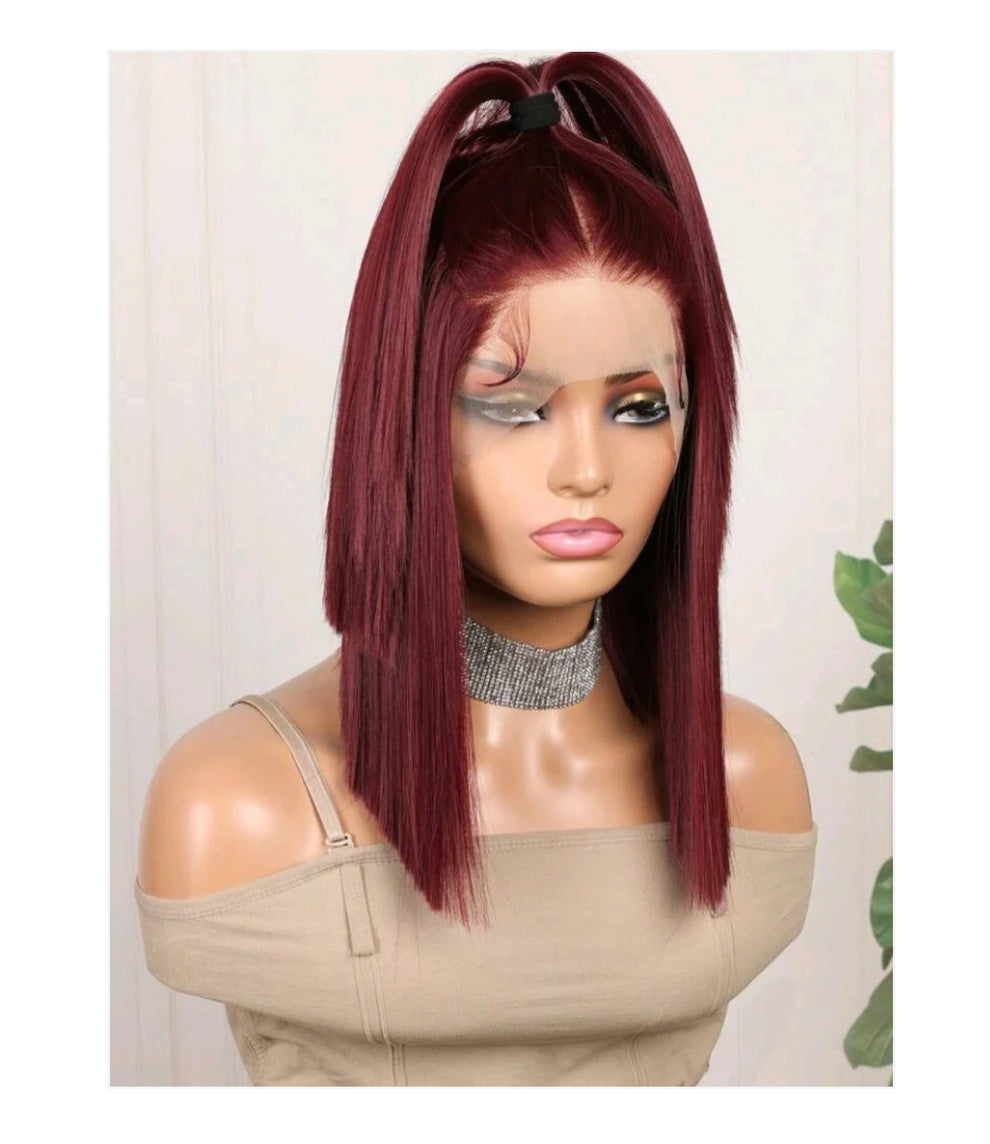 Burgundy Lace Front Wig - Human blend